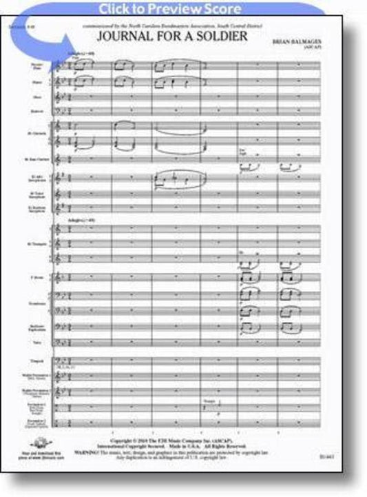 Journal For A Soldier Concert Band Score/Parts Book