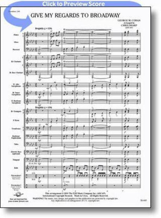 Give My Regards To Broadway Arr Sharp Concert Band Score/Parts Book