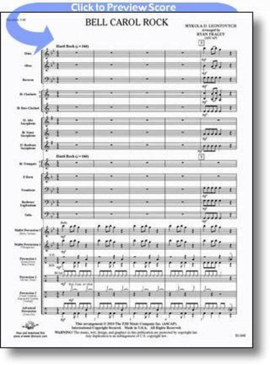 Bell Carol Rock Arr Fraley Concert Band Score/Parts Book