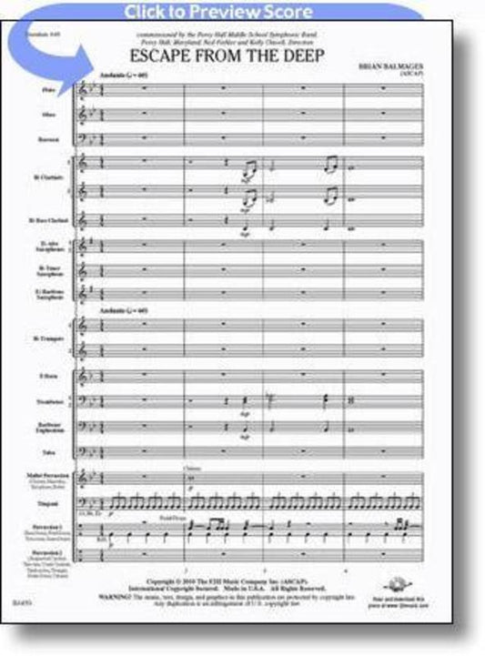 Escape From The Deep Concert Band 2.5 Score/Parts Book