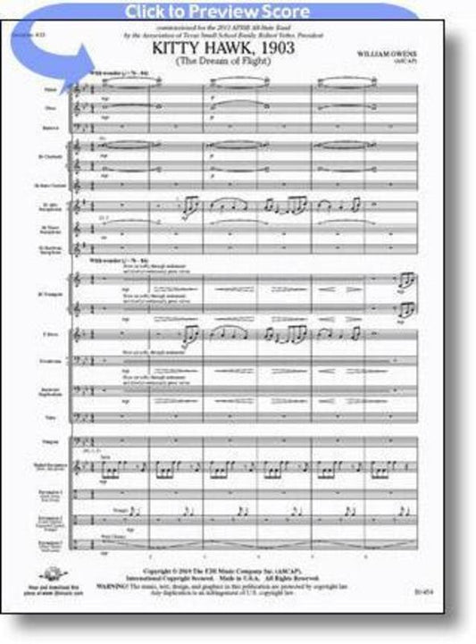 Kitty Hawk 1903 Concert Band Score/Parts Book