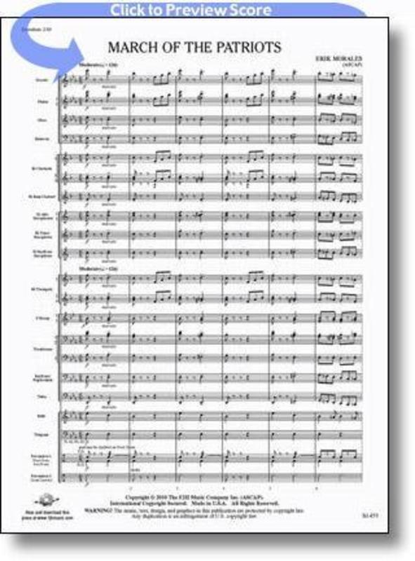 March Of The Patriots Concert Band Score/Parts Book