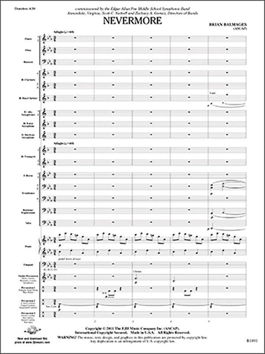 Nevermore CB3 SC/PTS by Brian Balmages, FJH Music Company, 1 page