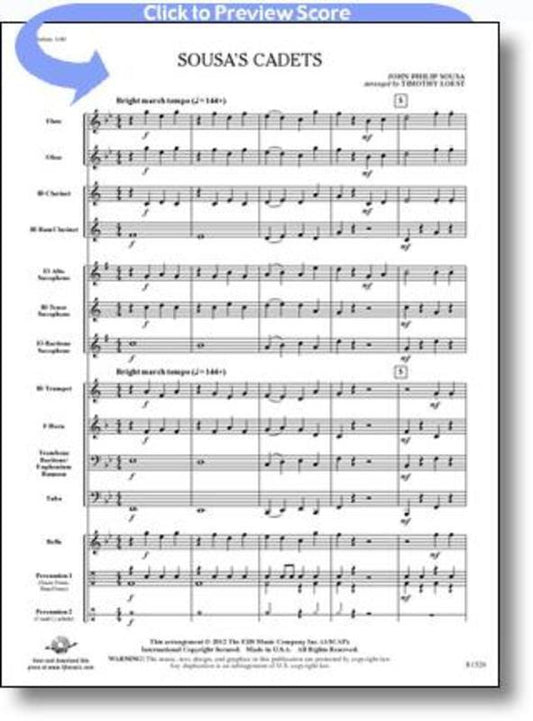 Sousas Cadets Arr Loest Concert Band.5 Score/Parts Book