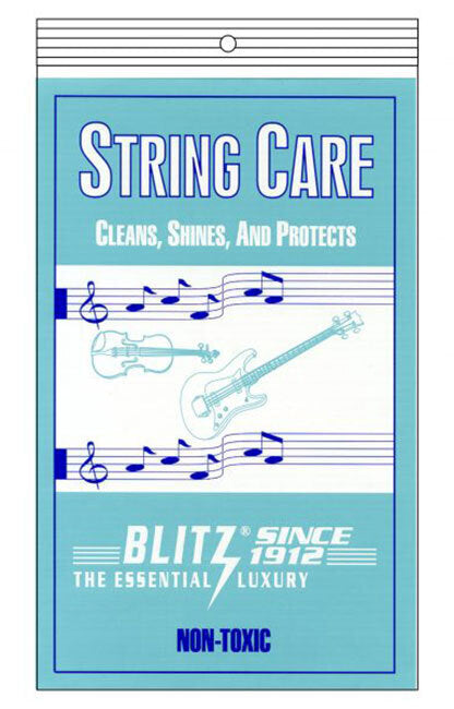 Blitz Guitar String Care Cleaning Cloth Pack - Includes 1 Treated Cloth & 1 Buffing Cloth, Non-Toxic, For Acoustic & Electric Instruments