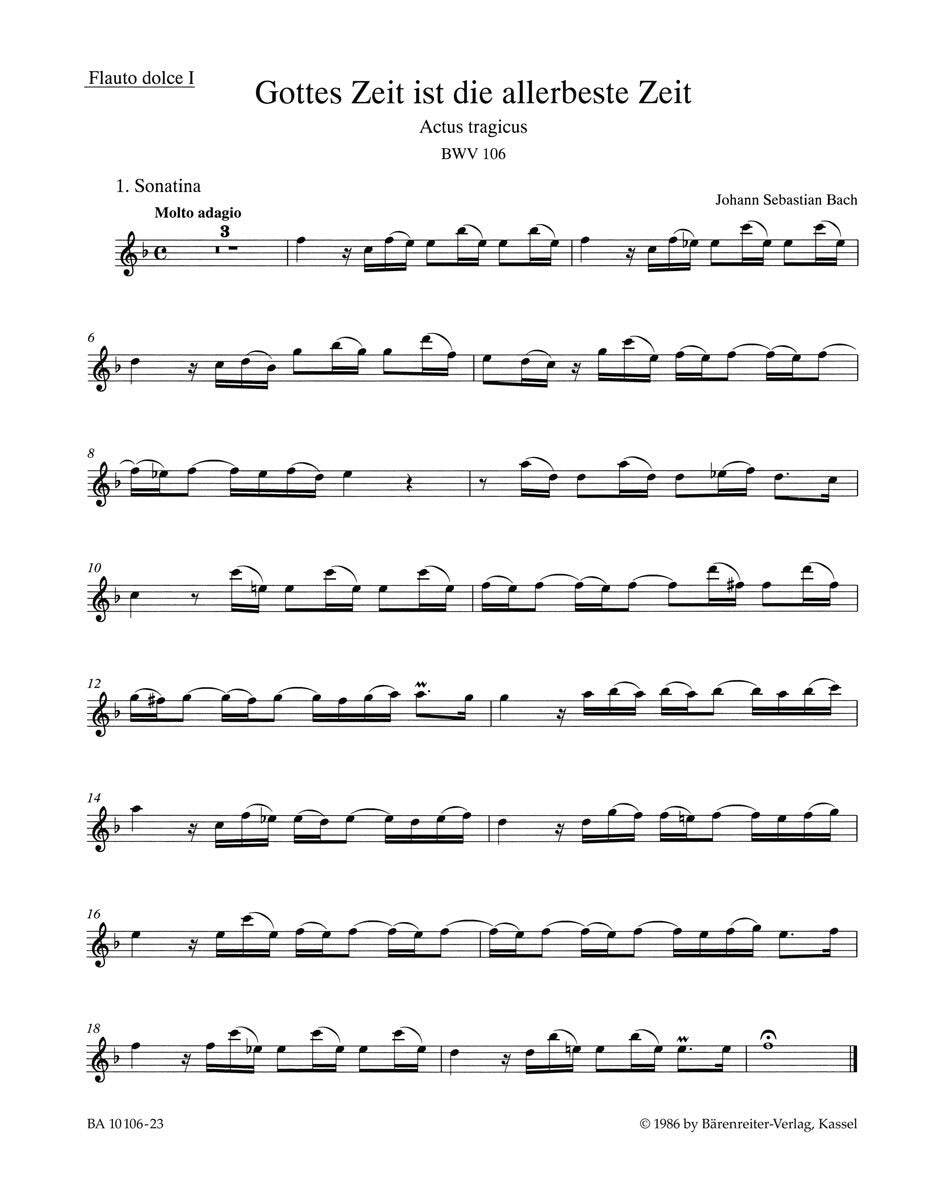 Cantata 106 Recorder 1 Sheet Music