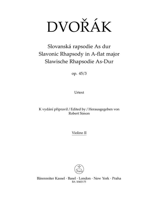 Slavonic Rhapsody In A Flat Major Op. 45/3