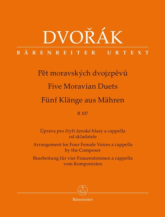 Dvorak - 5 Moravian Duets Ssaa A Cappella Softcover Book