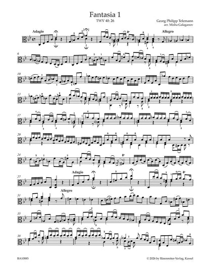 Twelve Fantasias for Viola da Gamba without Bass TWV 40: 26-7 Telemann Viola Solo Barenreiter BA10885 — view 2