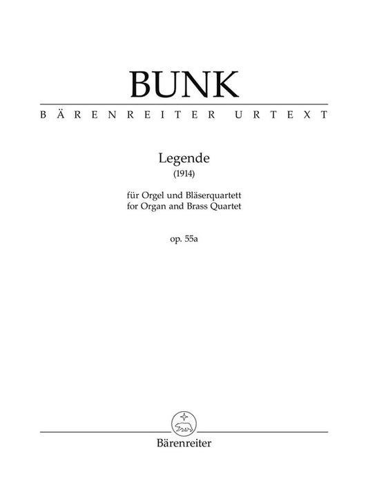 Bunk - Legende For Organ/Brass Quartet Op 55A Parts Set of Parts (Organ)