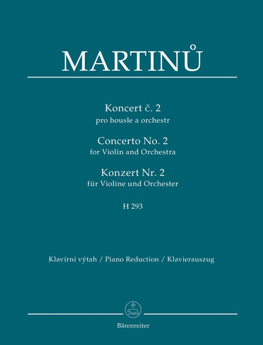 Martinů: Violin Concerto No. 2, H. 293 — Violin & Piano (Bärenreiter)