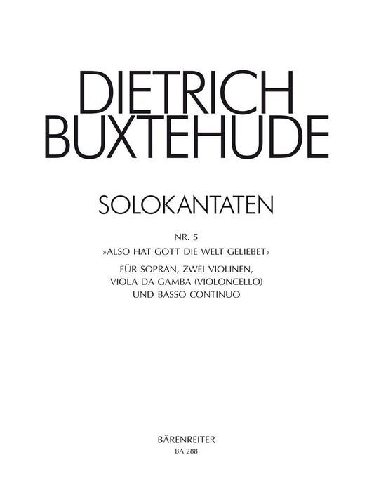Also Hat Gott Die Welt Geliebet Buxwv 5