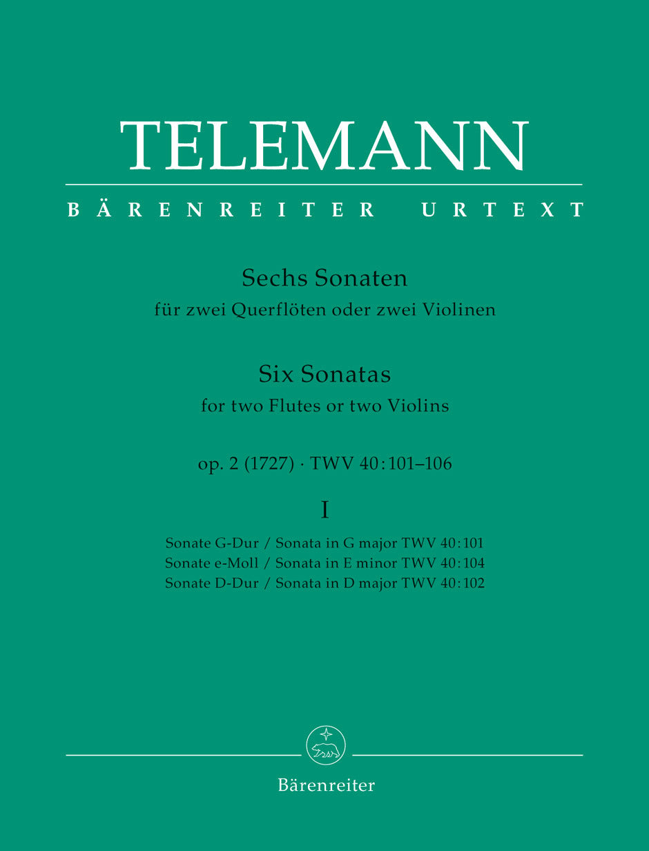 Six Sonatas for Two Flutes Op 2, Volume 2