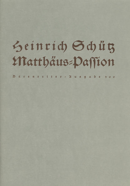 St Matthew Passion Choral Score
