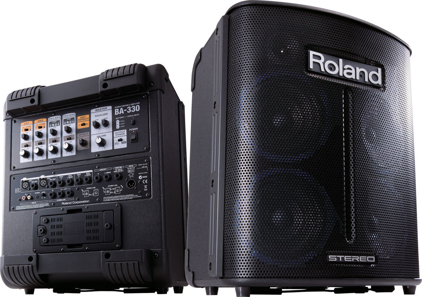 ROLAND BA-330 Stereo Portable Amplifier - High-Performance 4-Speaker PA System with Battery Power Option — view 5