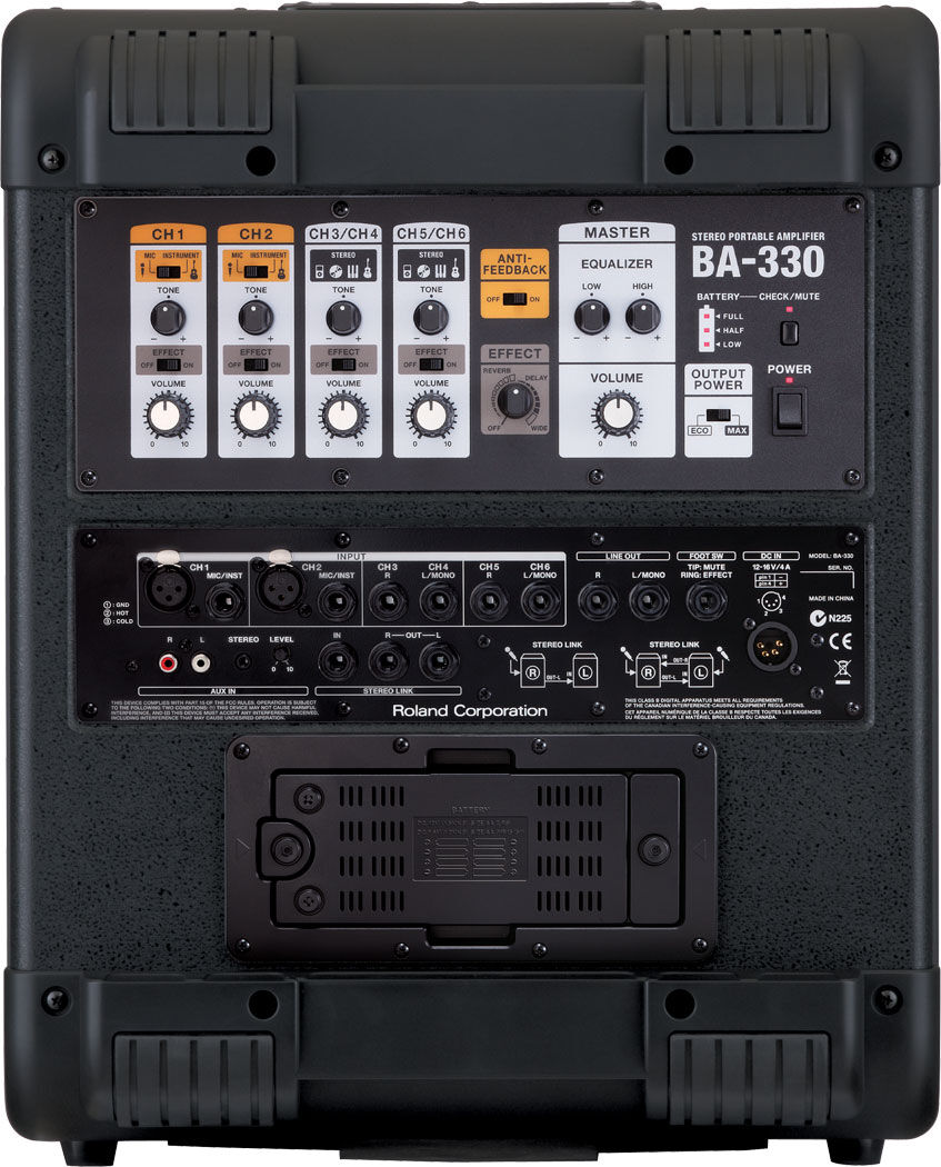 ROLAND BA-330 Stereo Portable Amplifier - High-Performance 4-Speaker PA System with Battery Power Option — view 4