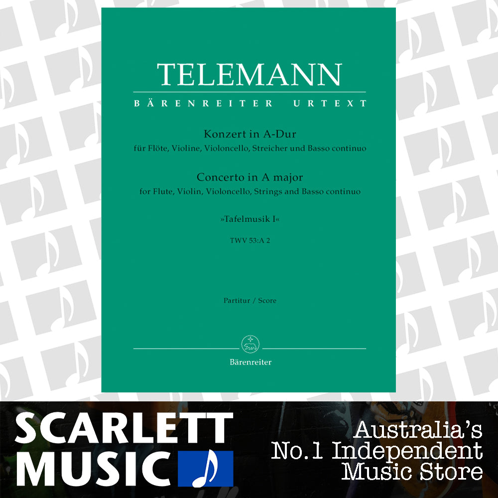 Telemann Concerto in A for Flute, Violin, Strings, and Basso Continuo Full Score — view 2