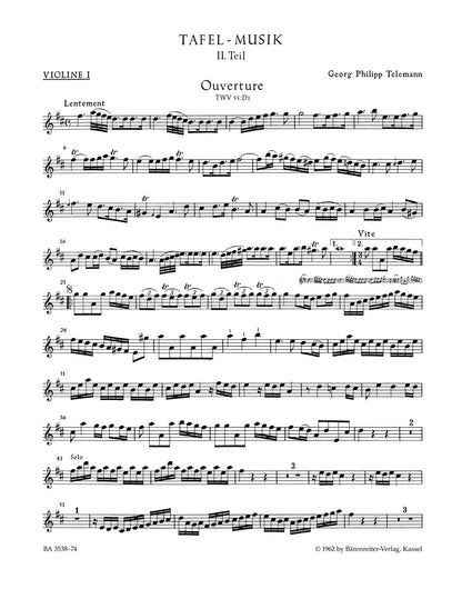 Tafelmusik II Overture/Conclusion Violin Sheet Music
