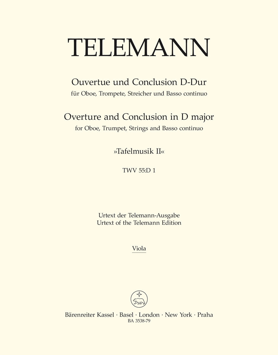 Tafelmusik II Overture/Conclusion Viola Sheet Music