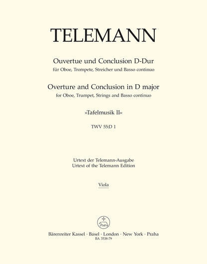 Tafelmusik II Overture/Conclusion Viola Sheet Music