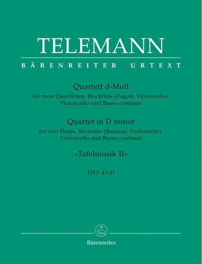 Quartett Für Zwei Querflöten, Blockflöte (Fagott, Violoncello), Violoncello Und Basso Continuo D-Moll Twv 43:D1