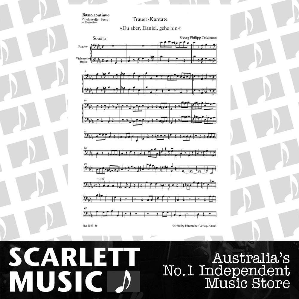 Trauerkantate Du Aber Daniel for Cello and Keyboard — view 2