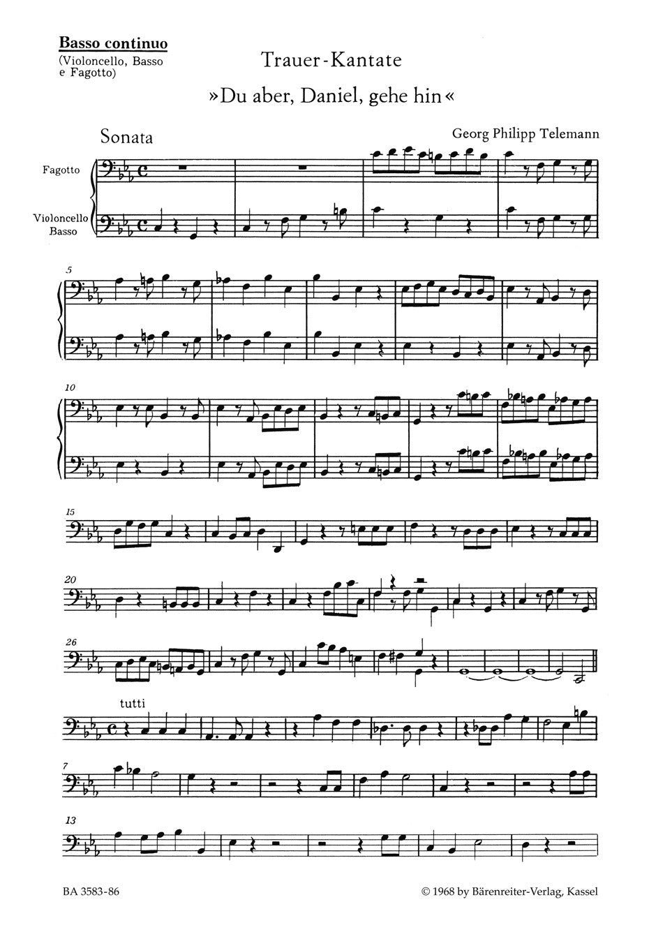 Trauercantate Du Aber Daniel Vla Da Gamba 1 - Viola Sheet Music