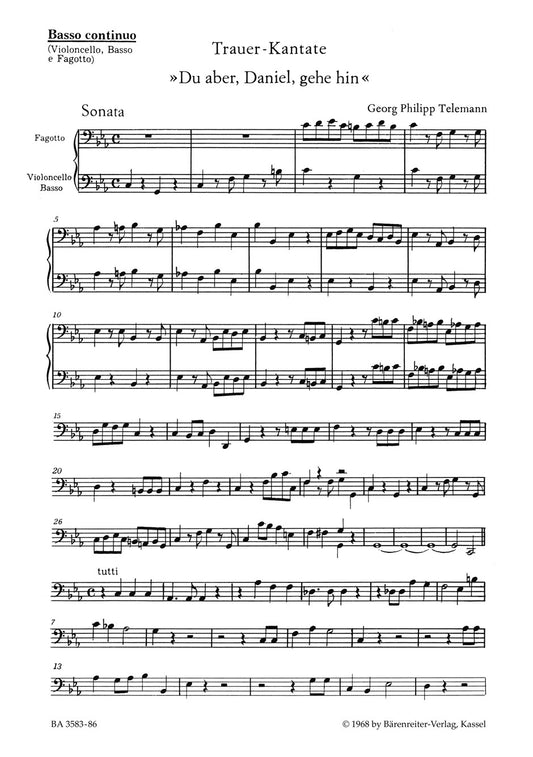 Trauercantate Du Aber Daniel Vla Da Gamba 1 - Viola Sheet Music