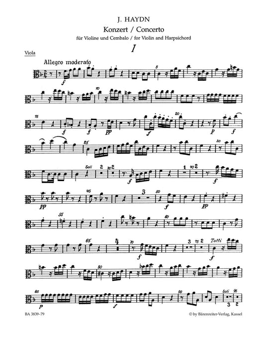 Concerto For Violin, Harpsichord And String Orchestra In F Major Hob. Xviii:6*