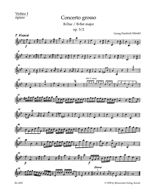 Concerto Grosso B-Dur Op. 3/2 Hwv 313