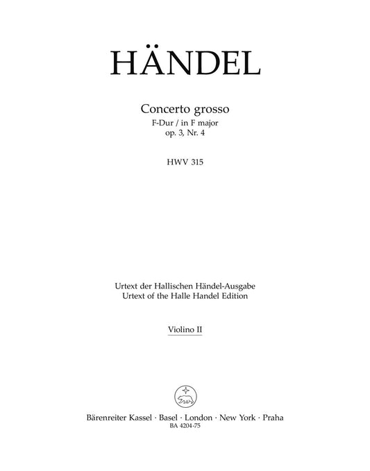 Concerto Grosso F-Dur Op. 3/4 Hwv 315