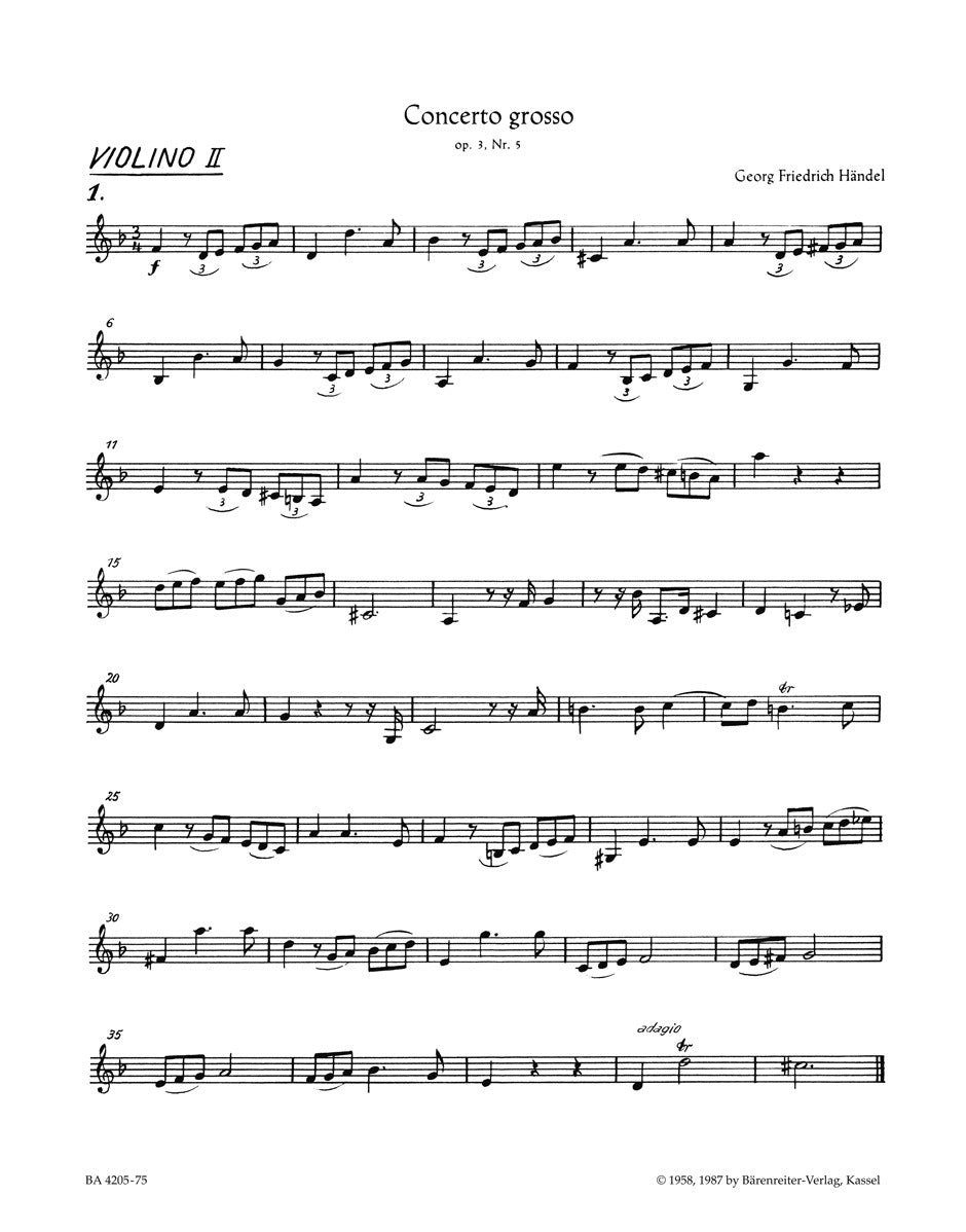 Concerto Grosso D-Moll Op. 3/5 Hwv 316
