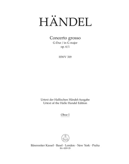 Concerto Grosso G-Dur Op. 6/1 Hwv 319