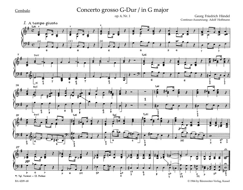 Concerto Grosso G-Dur Op. 6/1 Hwv 319