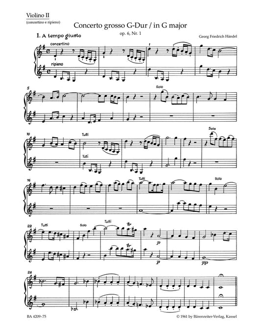 Concerto Grosso G-Dur Op. 6/1 Hwv 319