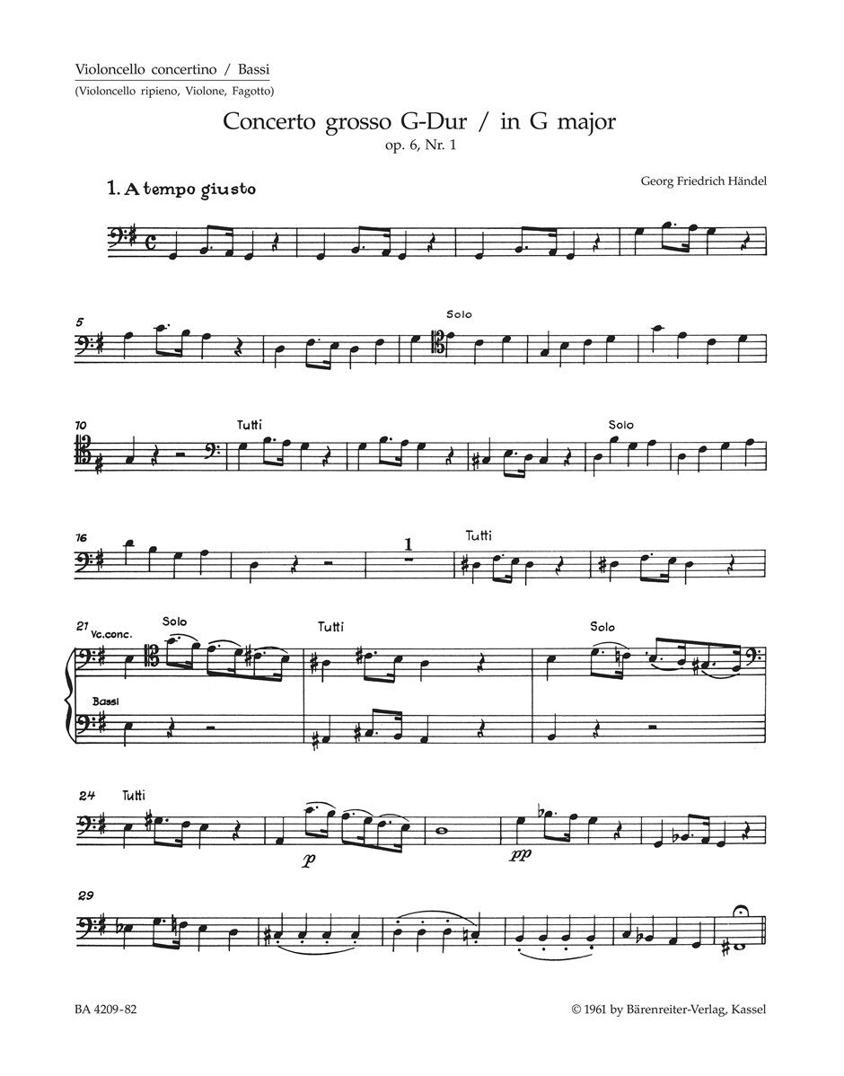 Concerto Grosso G-Dur Op. 6/1 Hwv 319