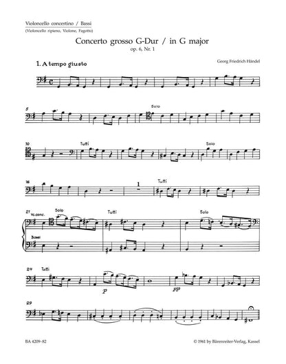 Concerto Grosso G-Dur Op. 6/1 Hwv 319