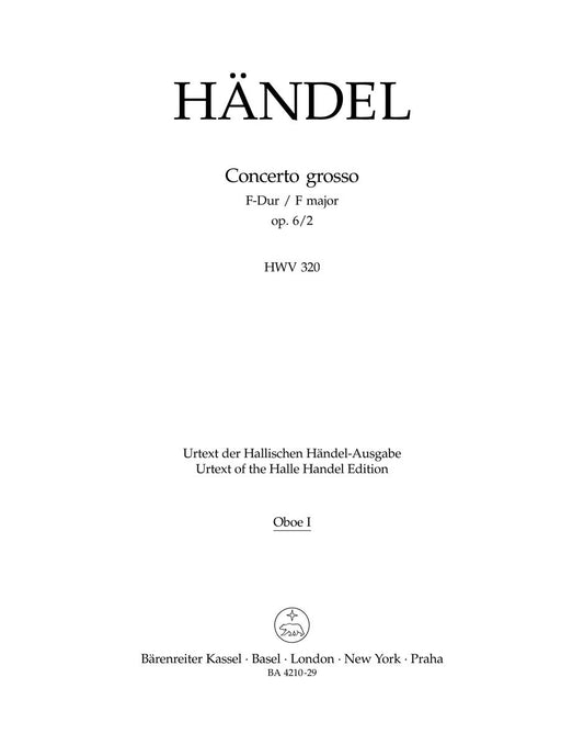 Concerto Grosso F-Dur Op. 6/2 Hwv 320
