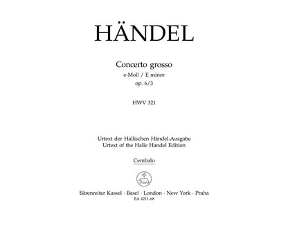 Concerto Grosso E-Moll Op. 6/3 Hwv 321