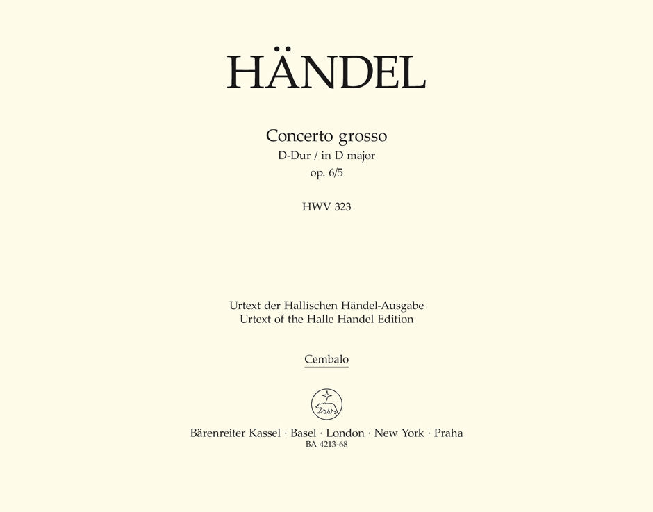Concerto Grosso D-Dur Op. 6/5 Hwv 323