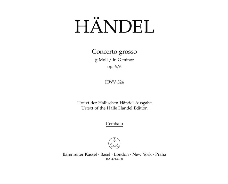 Concerto Grosso G-Moll Op. 6/6 Hwv 324