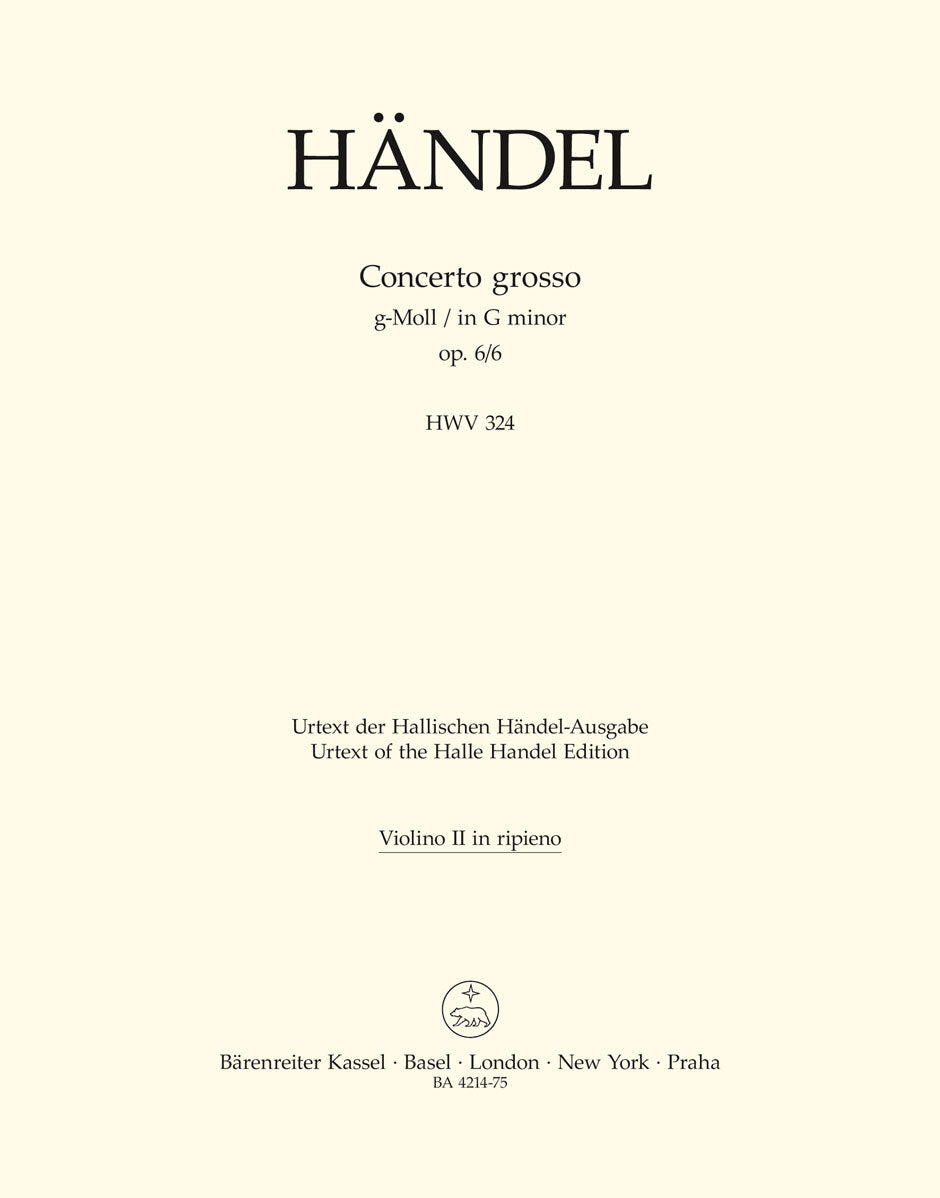 Concerto Grosso G-Moll Op. 6/6 Hwv 324