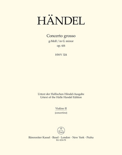 Concerto Grosso G-Moll Op. 6/6 Hwv 324