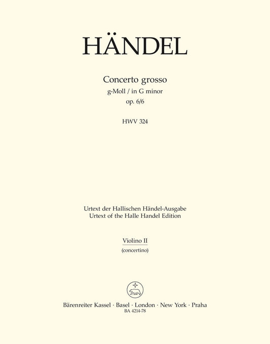 Concerto Grosso G-Moll Op. 6/6 Hwv 324