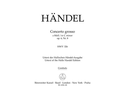 Concerto Grosso C-Moll Op. 6/8 Hwv 326
