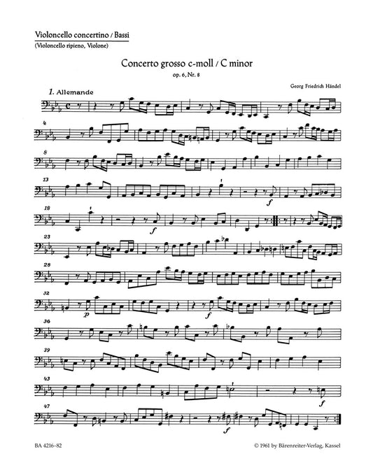 Concerto Grosso C-Moll Op. 6/8 Hwv 326