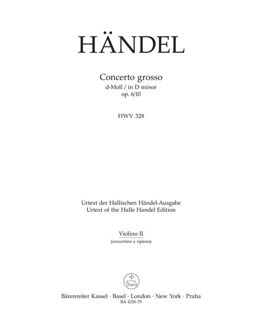 Concerto Grosso D-Moll Op. 6/10 Hwv 328