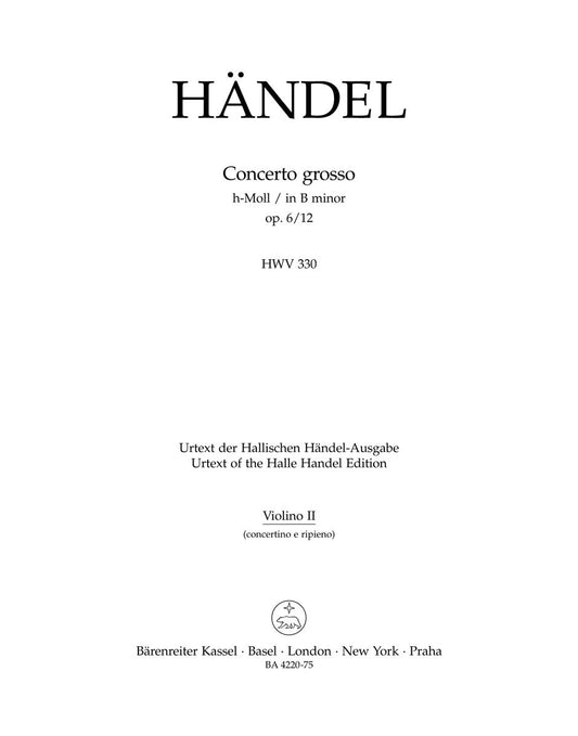 Concerto Grosso H-Moll Op. 6/12 Hwv 330