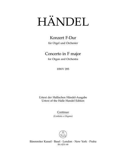 Concerto For Organ And Orchestra No. 13 In F Major Hwv 295 "The Cuckoo And The Nightingale"