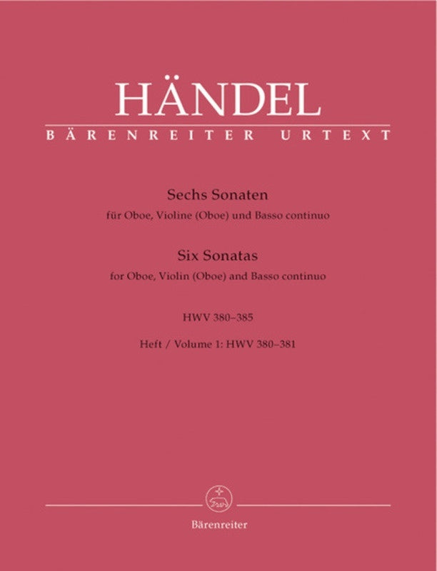 Sonatas 6 Book 1 Hwv 380-381 Oboe Violin(Ob) Bc Book